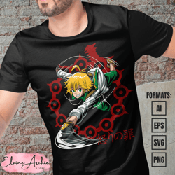 premium meliodas the seven deadly sins anime vector t-shirt design template 4