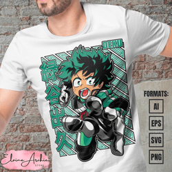 premium midoriya izuku my hero academia anime vector t-shirt design template 4