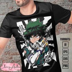 premium midoriya izuku my hero academia anime vector t-shirt design template 9