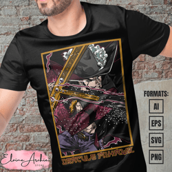 premium mihawk one piece anime vector t-shirt design template 2