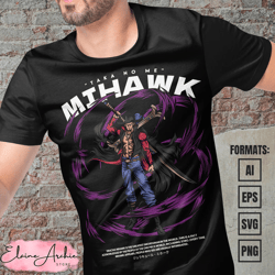 premium mihawk one piece anime vector t-shirt design template
