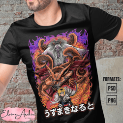 premium minato x kurama naruto anime vector t-shirt design template