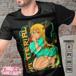 premium miss kobayashis dragon maid anime vector t-shirt design template
