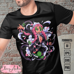 premium mitsuri demon slayer anime vector t-shirt design template 10