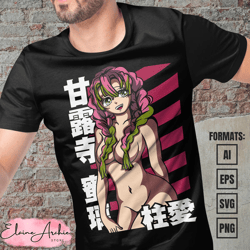 premium mitsuri demon slayer anime vector t-shirt design template 6