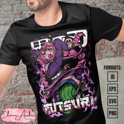 premium mitsuri demon slayer anime vector t-shirt design template 7