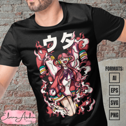 premium uta one piece anime vector t-shirt design template 2