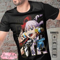 premium uta one piece anime vector t-shirt design template