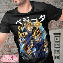 premium vegeta dragon ball anime vector t-shirt design template 3
