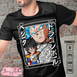 premium vegeta dragon ball anime vector t-shirt design template 4