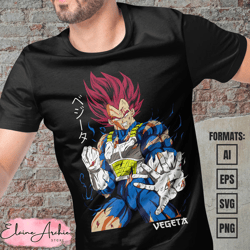 premium vegeta dragon ball anime vector t-shirt design template