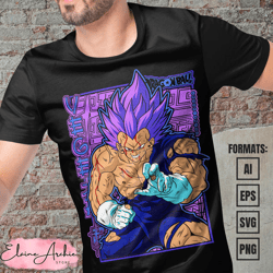 premium vegeta ego dragon ball anime vector t-shirt design template 2