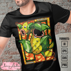 premium victreebel pokemon anime vector t-shirt design template