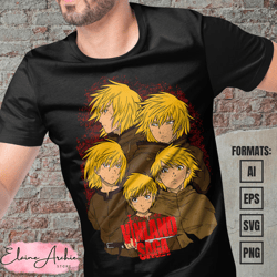 premium vinland saga anime vector t-shirt design template