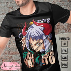 premium yamato one piece anime vector t-shirt design template 2