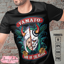 premium yamato one piece anime vector t-shirt design template 3