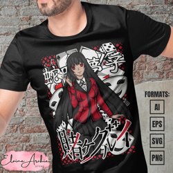 premium yumeko jabami kakegurui anime vector t-shirt design template