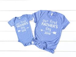 fathers day gift for husband, our first fathers day, first fathers day gift, matching dad and son, family picture shirts