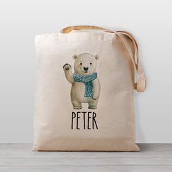 polar bear personalized tote bag