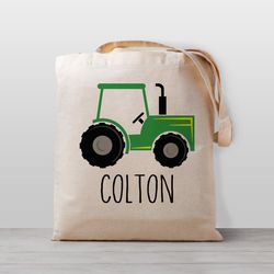 tractor personalized tote bag