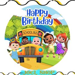happy birthday cocomelon school bus png