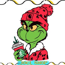 carhartt red grinch starbucks coffee svg, carhartt grinches coffee svg, leopard bougie grinch