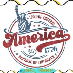 america land of the free because of the brave png, groovy 4th of july png, retro png