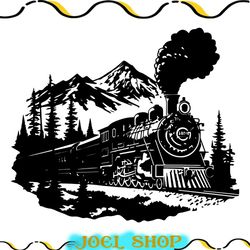 train svg, train clipart, train svg cut file for cricut, mountain svg, steam train svg file