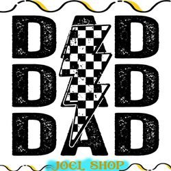 dad stacked distressed checker lightning bolt svg