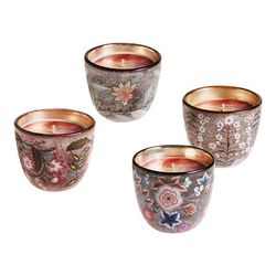 handmade floral painted glass scented candle