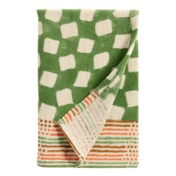 rhea green and white check block print hand towel