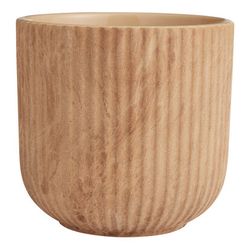 rust ceramic ribbed marbled planter