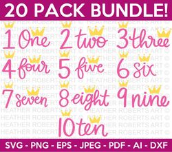 crown numbers svg bundle, crown svg. numbers svg, princess svg, number monograms, gift for kids, written numbers,silhoue