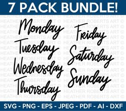 days of the week svg bundle, monday svg, tuesday svg, wednesday svg, thursday svg, friday svg, saturday svg, sunday svg,