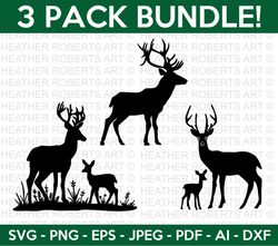 deer mini svg bundle, deer svg, nature deer svg, mountains svg, animals svg, deer silhouette, deer clipart, cut file for