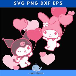 my melody and kuromi valentine day hearts svg, valentine svg, melody svg, kuromi svg, my melody and kuromi svg, couple s