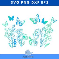 butterfly floral full wrap svg