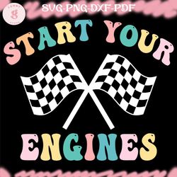 start your engines svg, checkered flag svg, race day svg, racing mama png