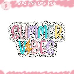 summer vibes png, summer png, digital download png, bright doodle, dalmatian dots, retro summer png