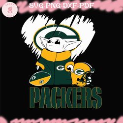 baby yoda green bay packers nfl svg, football svg file, football logo