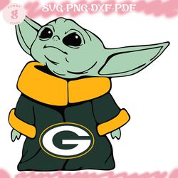 green bay packers nfl baby yoda svg, football svg file, football logo