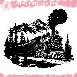 train svg, train clipart, train svg cut file for cricut, mountain svg, steam train svg file