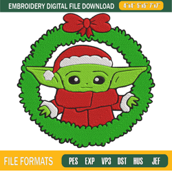 Baby Yoda With Wreath Christmas Embroidery Designs, Christmas Machine Embroidery,Embroidery Design,Embroidery svg,Machin