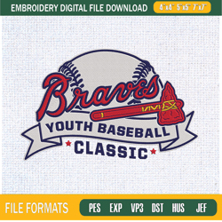 Braves Youth Baseball Classic Embroidery Designs, Atlanta Braves Machine Embroid,Embroidery Design,Embroidery svg,Machin