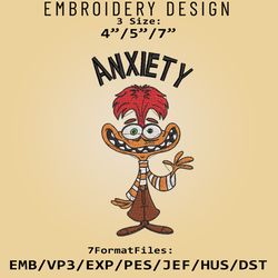 anxiety embroidery files, inside out, movie inspired embroidery design, machine embroidery design-dennis ani