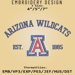 Arizona Wildcats embroidery design, NCAA Logo Embroidery Files, NCAA Arizona Wildcats, Machine Embroidery Pattern