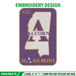 alcorn state logo embroidery design, logo embroidery, sport embroidery, logo sport embroidery, embroidery design