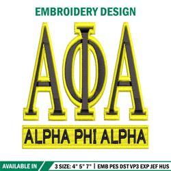 alpha phi alpha embroidery design, alpha phi alpha embroidery, logo design, embroidery file, digital download