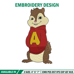 alvin embroidery design, chipmunks embroidery, embroidery file, embroidery shirt, emb design, digital download