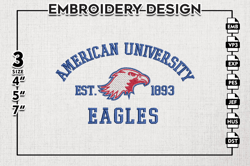 american university eagles est logo embroidery designs, ncaa american university eagles team embroidery, ncaa team logo,